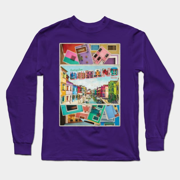 Greetings from Burano in Venice Vintage style retro souvenir Long Sleeve T-Shirt by DesignerPropo